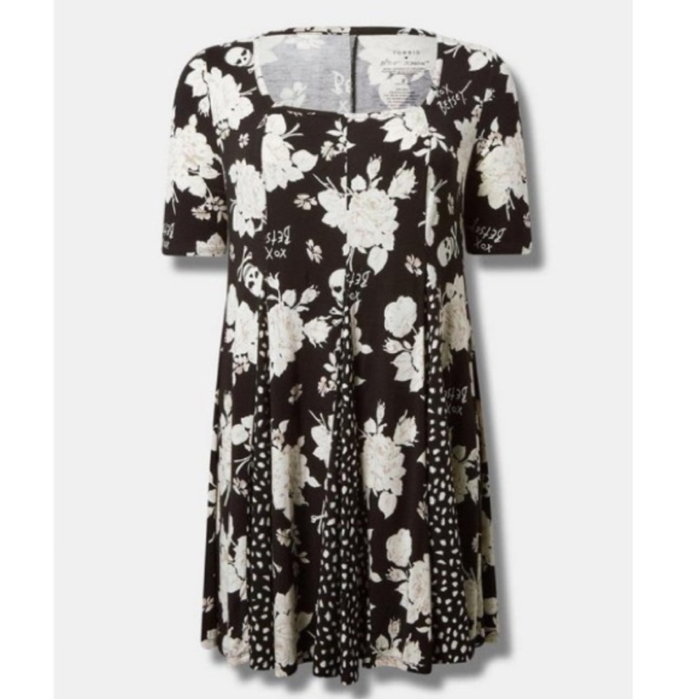 Torrid Betsey Johnson Skull Floral Stretch Jersey Knit Dress - 2X - 18/20 NEW